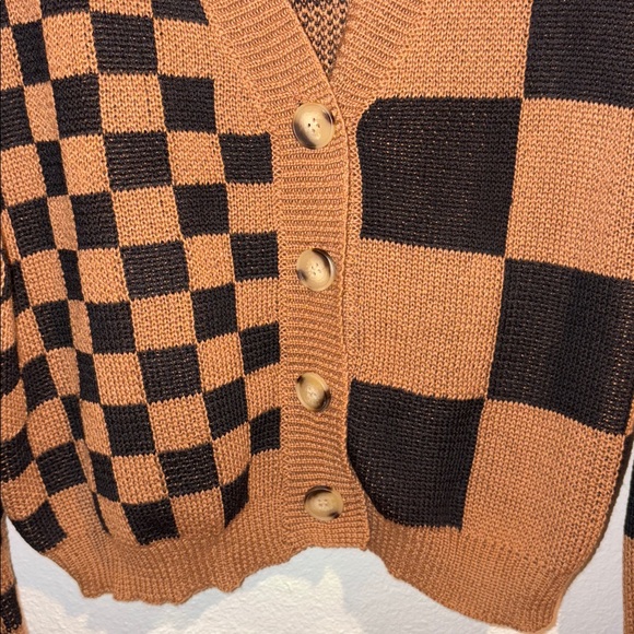 Mittoshop Checkered Brown and Black Women's Sweater Large - Picture 4 of 6